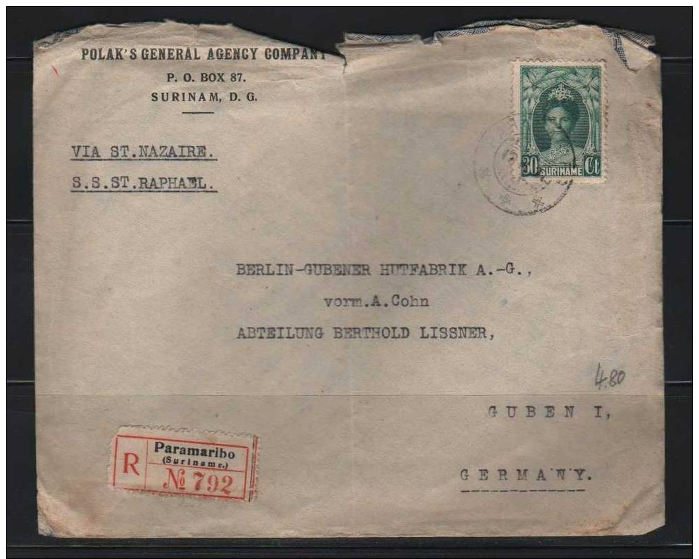 SURINAME - REGISTERED MAIL -> GUBEN 1930 - Suriname ... - 1975