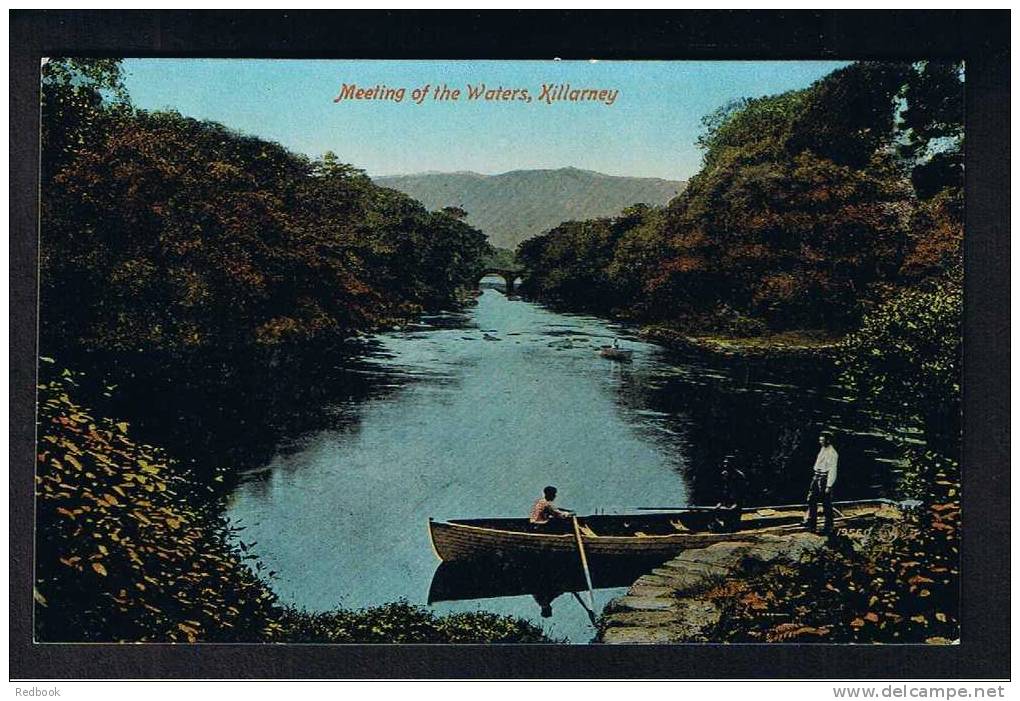 RB 722 -  Early Postcard - Rowing Boat At Meeting Of The Waters Killarney County Kerry  - Ireland Eire - Kerry