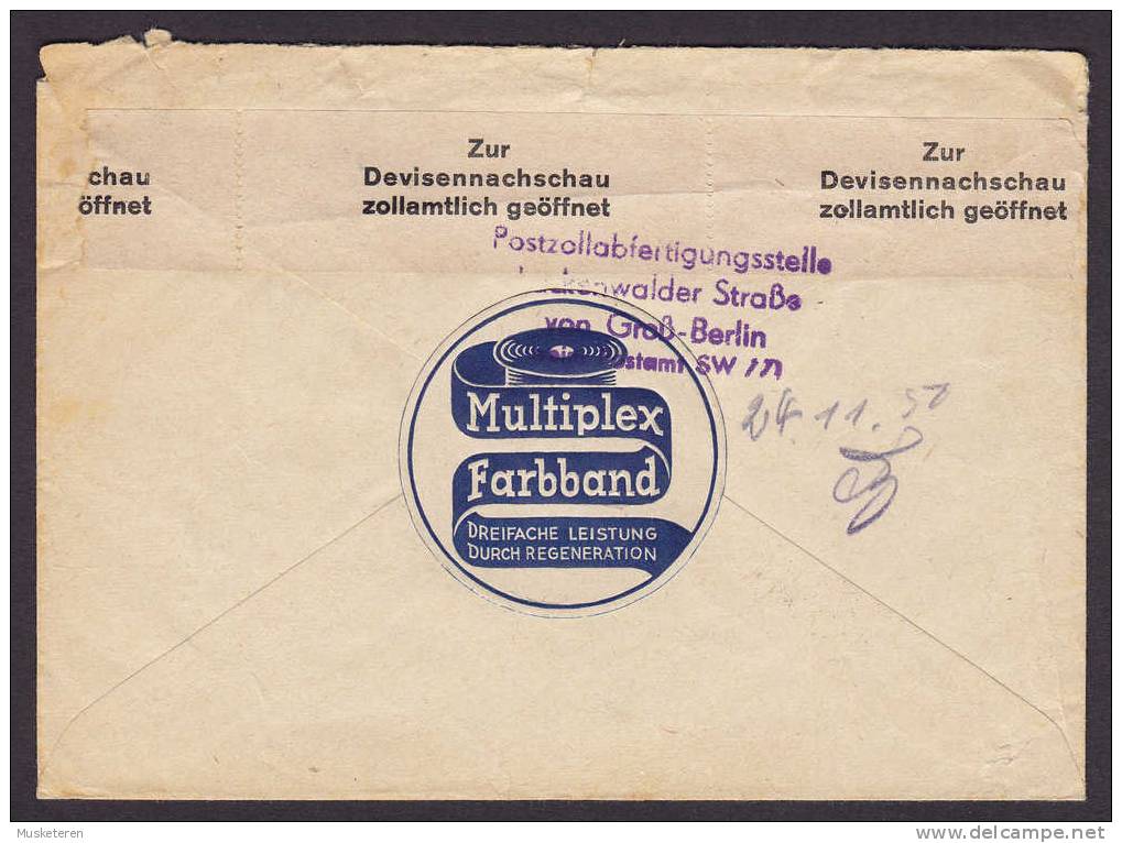 Germany KARL SCHOLZ Bürobedarf BERLIN 1950 Cover Brief AARBURG Schweiz ZOLLAMTLICH Geöffnet Customs Label - Lettres & Documents