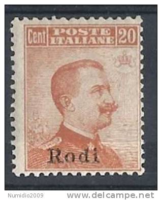 1917 EGEO RODI 20 CENT NO FILIGRANA MH * - RR8544 - Egeo (Rodi)