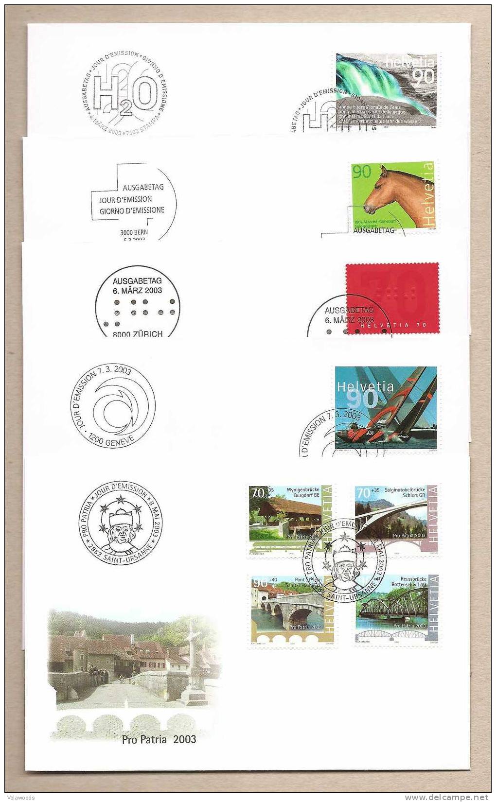 Svizzera - Annata 2003 Completa Su Buste FDC (23pz.) - Alto Valore Di Catalogo - Storia Postale