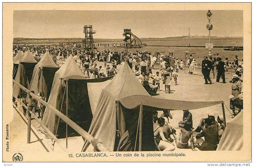 CPA  MAROC  CASABLANCA  Un Coin De La Piscine Municpale  Animée  Ed Flandrin N°1184 - Casablanca