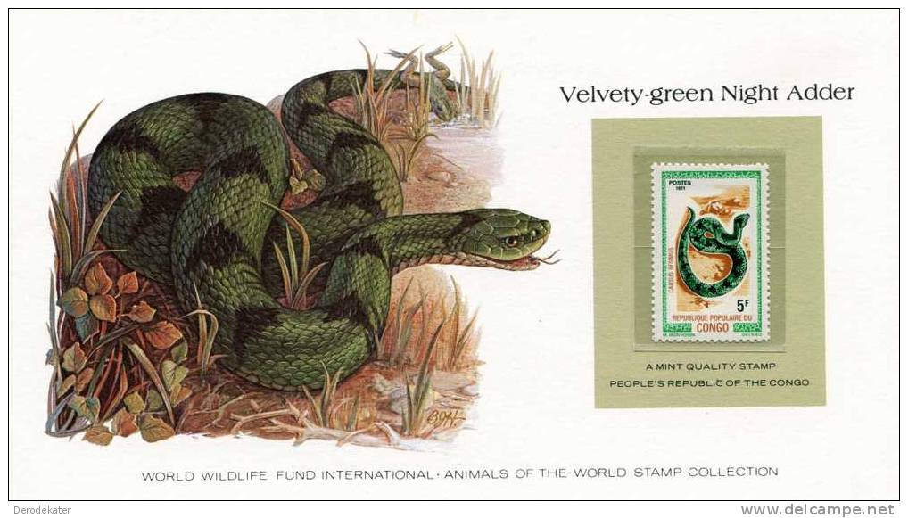 Congo 1971. Causus Resimus. Velvety Green Night Adder. Viper. Snake. Slang. Reptile. MNH**. WWF. Fauna. New! - Serpents
