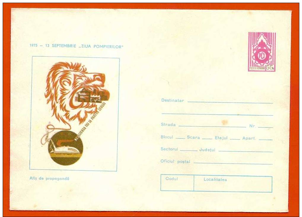 Romania Postal Stationery Cover 1975 Electricity Ironing Machine Energy Energies Fire - Electricity