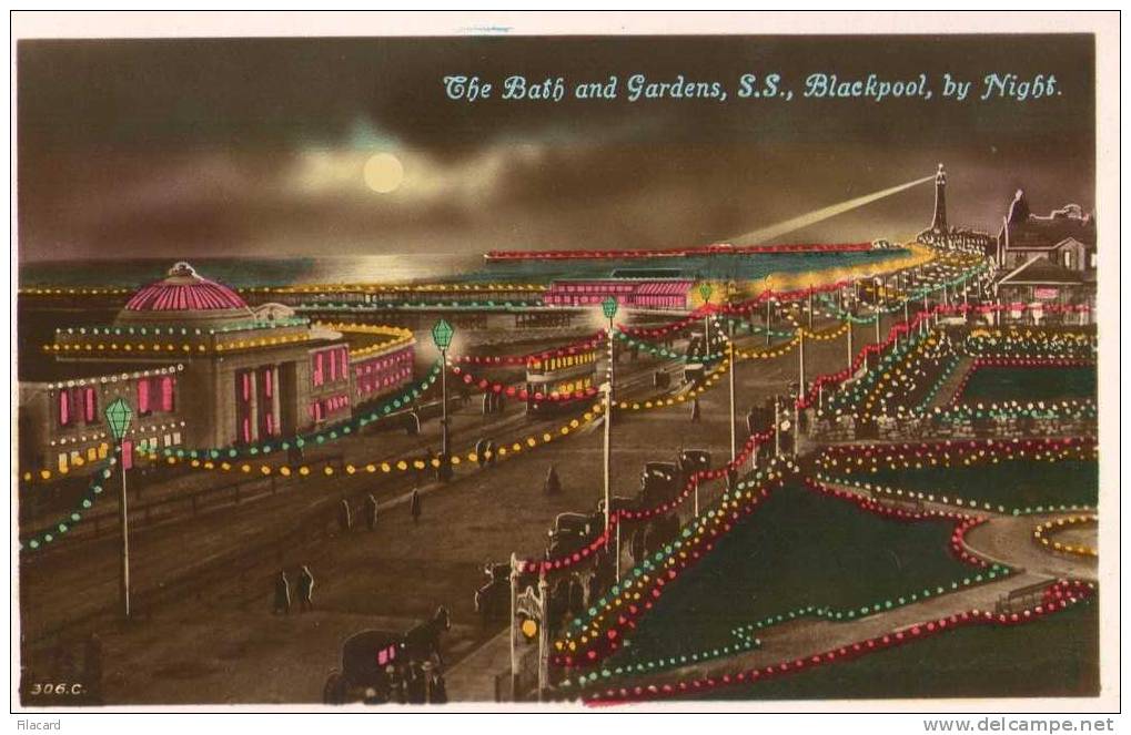 15677   Regno  Unito,    The  Bath And  Gardens, S.S.,  Blackpool,  By  Night,  NV - Blackpool