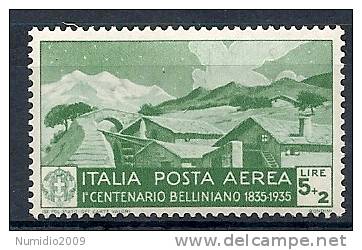 1935 REGNO BELLINI POSTA AEREA 5 LIRE MNH ** - RR8552 - Correo Aéreo