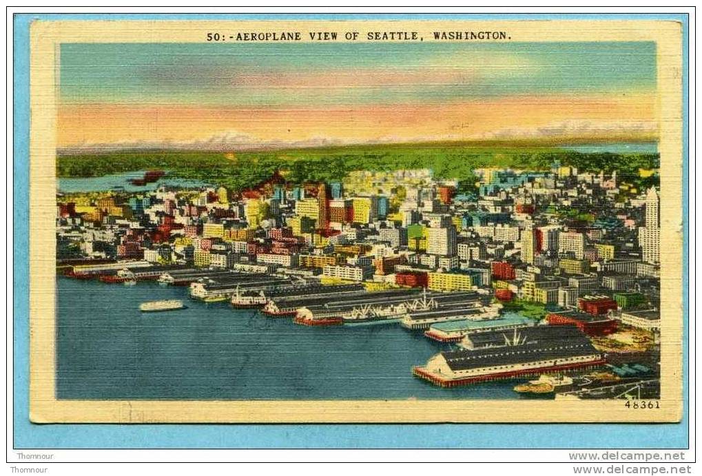 AEROPLANE  VIEW  OF  SEATTLE -  1951   - BELLE CARTE - - Seattle