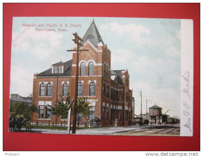 Depot-Train Station--   Hutchinson   Ks    Missouri & Pacific   Depot   1908 Cancle---===ref 187 - Andere & Zonder Classificatie