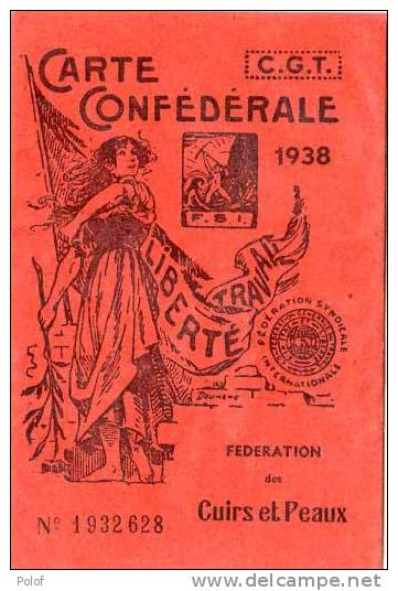 Carte Confederale Avec Timbres C.G.T. Federation Des Cuirs Et Peaux - Rosporden - 2 Volets (24433) - Political Parties & Elections