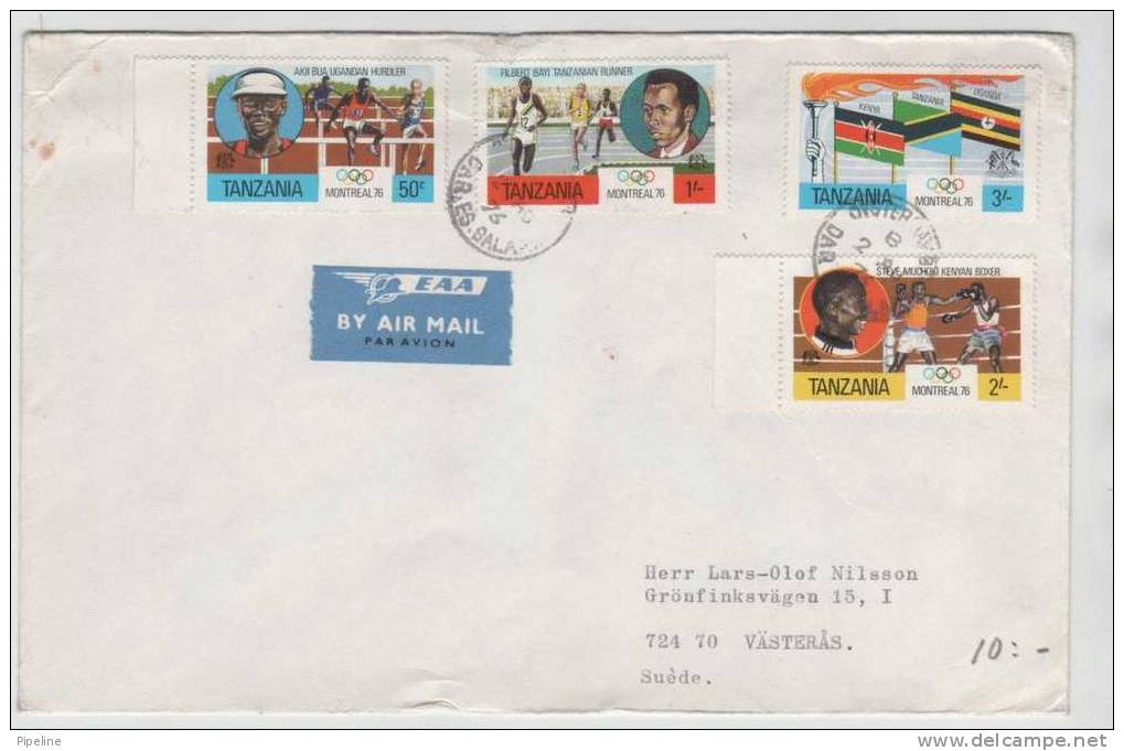 Tanzania Cover Sent Air Mail To Sweden 2-8-1976 With OLYMPIC GAMES MONTREAL Stamps - Tanzanie (1964-...)
