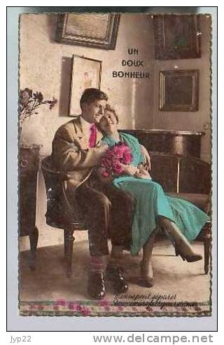 Jolie CP Ancienne Fantaisie Couple - Un Doux Bonheur - Ed G.P. La Rose 742 - Amoureux  ... - Couples