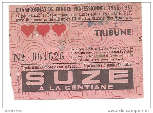 TRIBUNE MATCH FOOT REIMS / NICE .1956/57 - Tickets - Vouchers