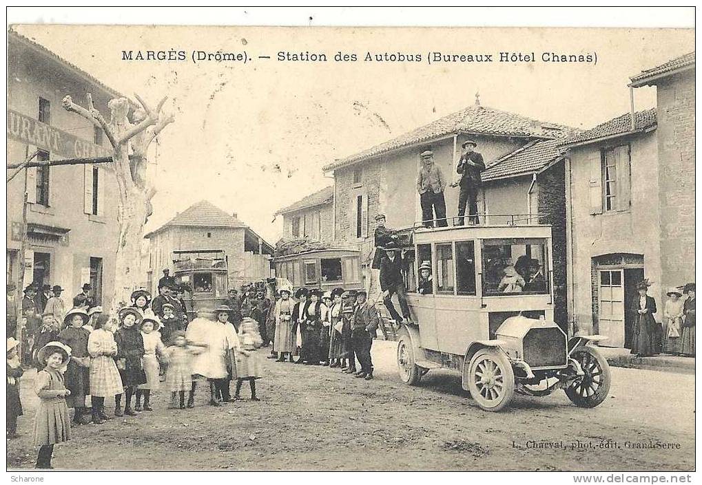 CPA - MARGES Station Des Autobus Bureau Hotel Chanas - Other & Unclassified