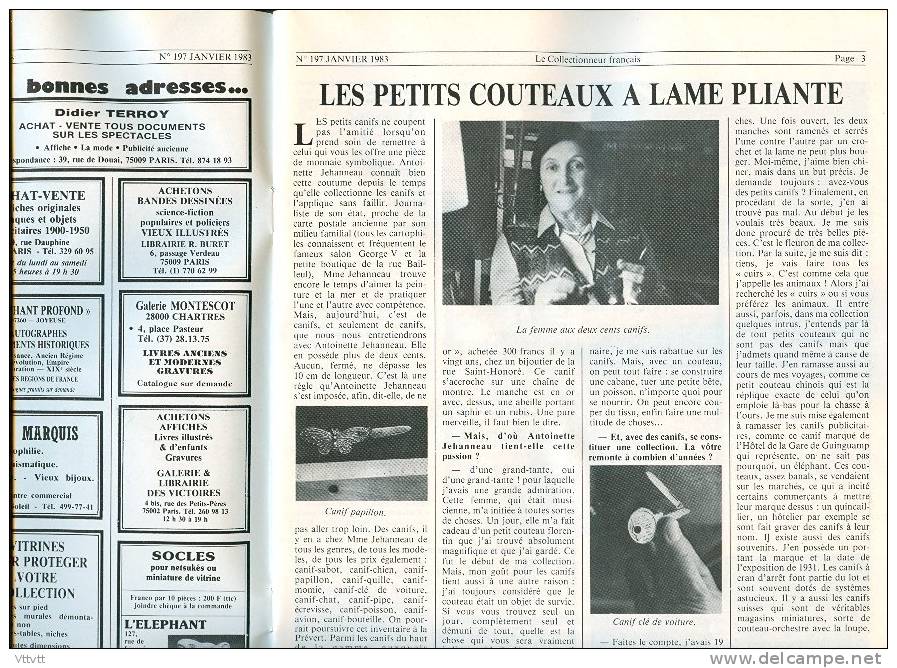 LE COLLECTIONNEUR FRANCAIS (Janvier 1983) : Couteaux, Canifs, Journaux, Actions, Affiche, Neudin, Etiquette De Fromage.. - Brocantes & Collections