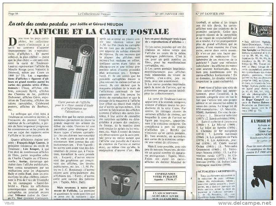 LE COLLECTIONNEUR FRANCAIS (Janvier 1983) : Couteaux, Canifs, Journaux, Actions, Affiche, Neudin, Etiquette de fromage..