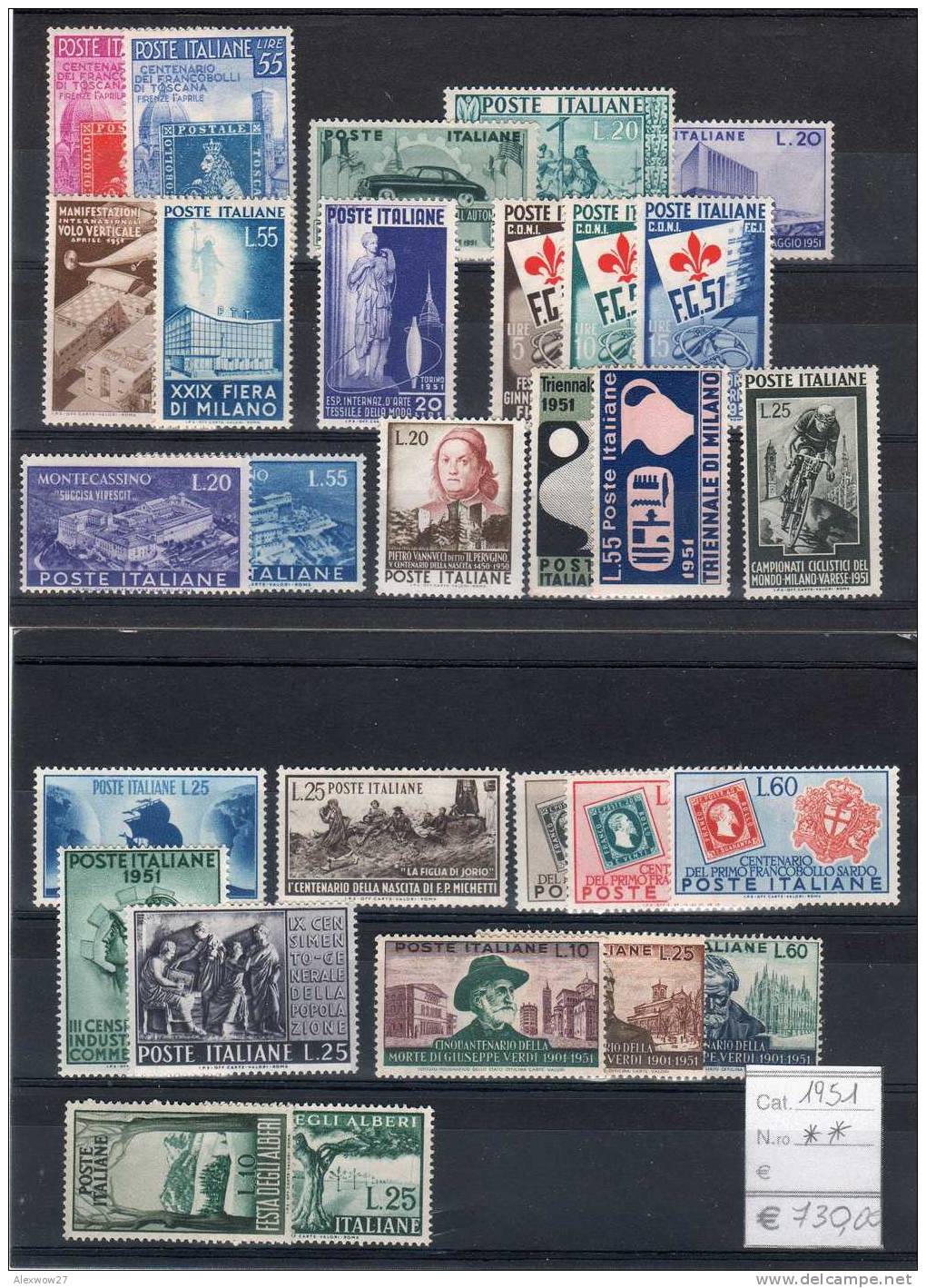 ITALIA / ITALY 1951 --ANNATA COMPLETA -- YEARS COMPLETE ** MNH ..LUX - Full Years