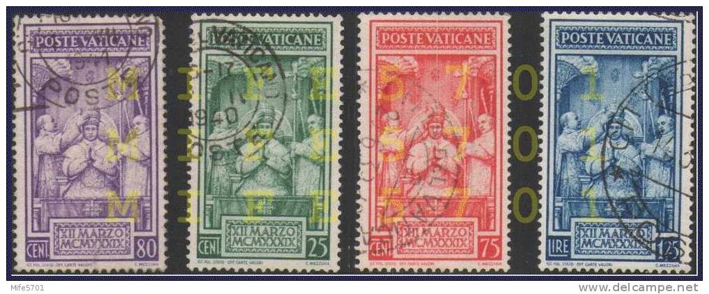 Vaticano - Incoronazione Di PIO XII - 1939 - C. 25 75 80 L. 1,25 - Catalogo SASSONE 68/71 - Usato USED &#x25C9; - Used Stamps