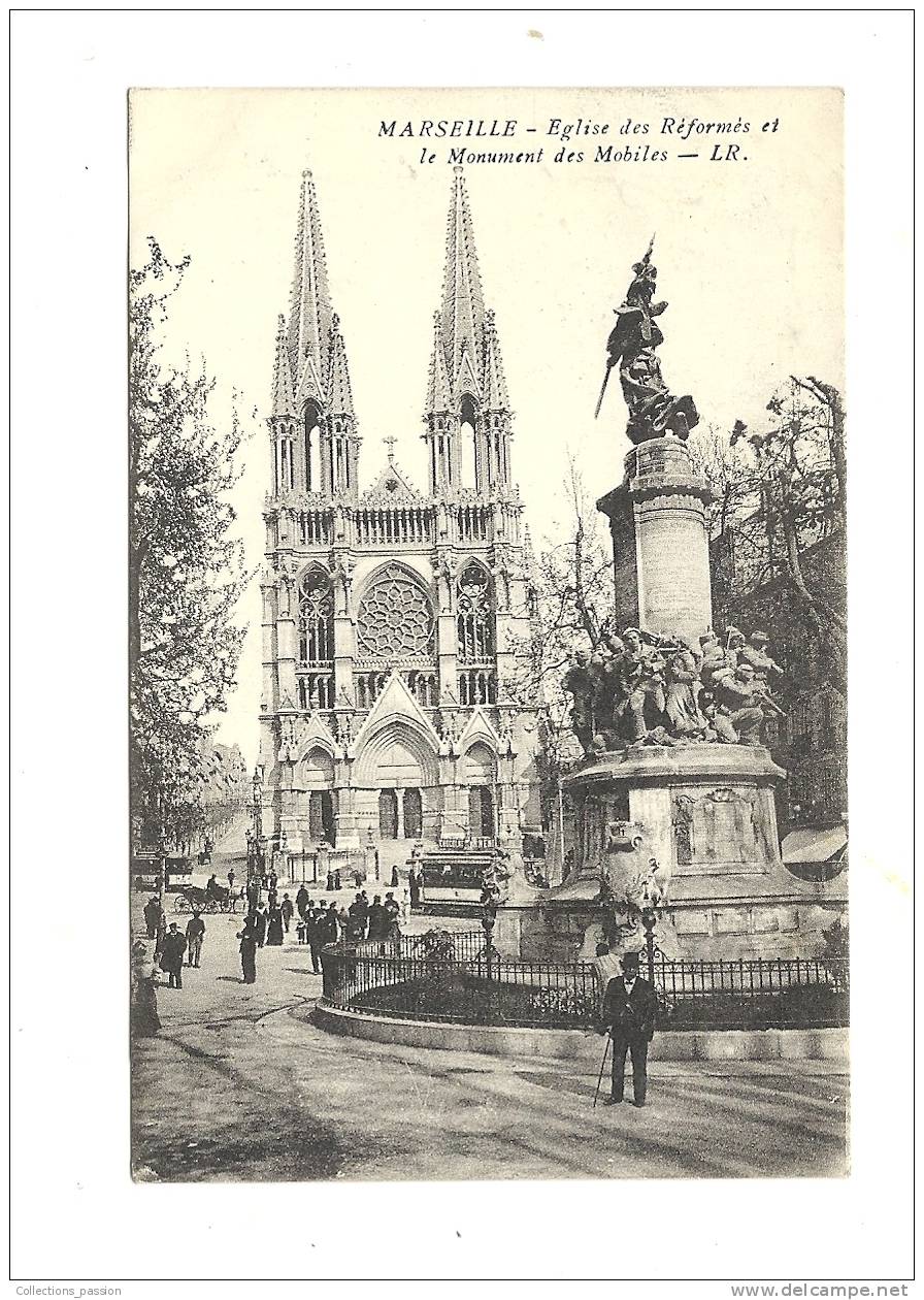 Cp, 13, Marseille, Eglise Des Réformés Et Le Monument Des Mobiles, écrite 1915 - Unclassified