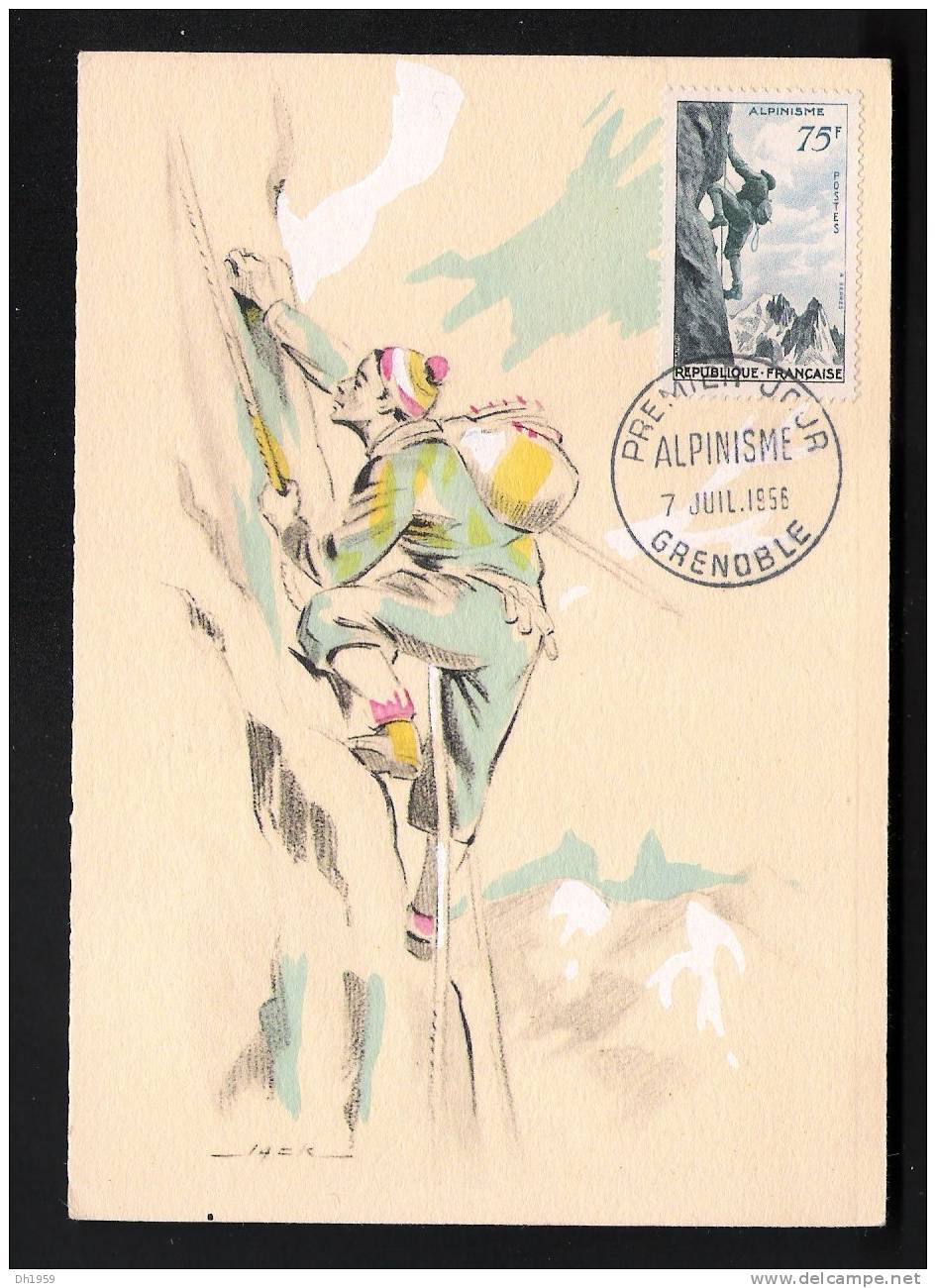 SPORT CARTE MAXIMUM ALPINISME PREMIER JOUR FDC GRENOBLE 1956 - Escalada