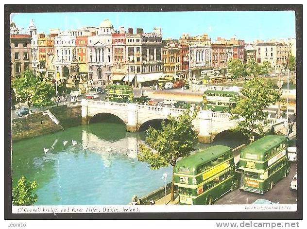 O' Connell Bridge And River Liffey Dublin Ireland Double Decker Busses 1963 - Dublin