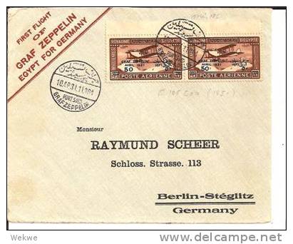 EGY012/   Ägypten -  GRAF ZEPPELIN   1931  Pair On 10. 4. 31 Port Said To Berlin. Sieger 105 Cxa/105C X. (First Flight) - Briefe U. Dokumente