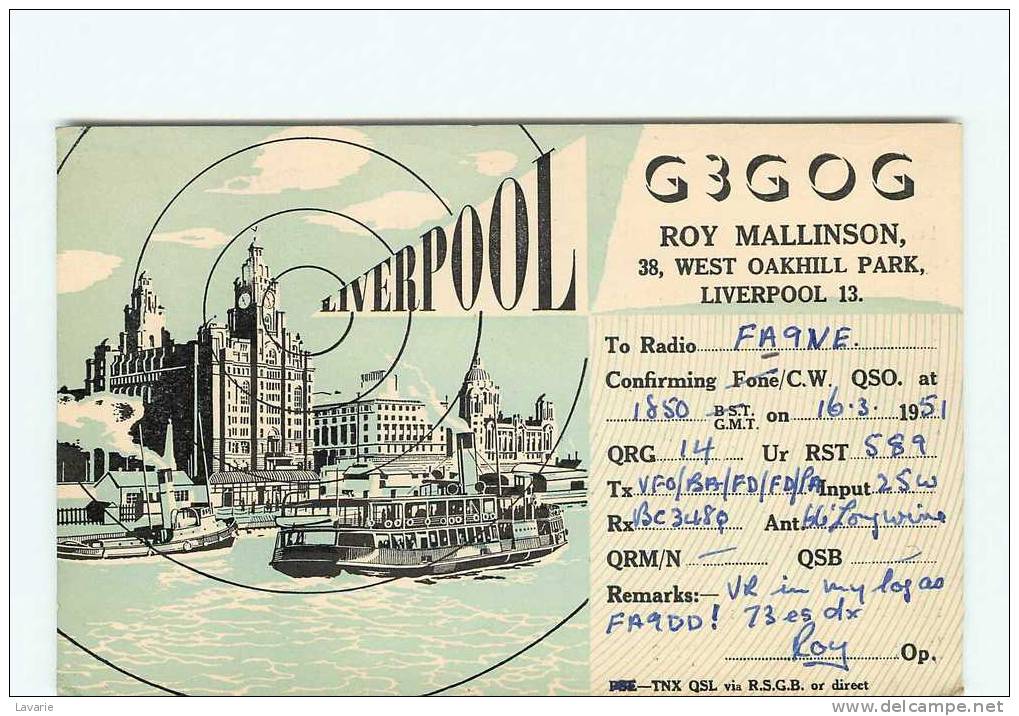 LIVERPOOL - BATEAU - CATHEDRALE - ROY MALLISON  - Carte Radio - Liverpool