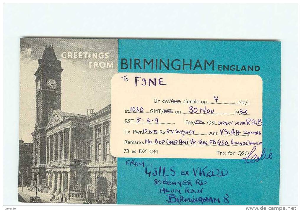 BIRMINGHAM - ANGLETERRE - MUSEE ART GALLERY  - Carte Radio - Birmingham