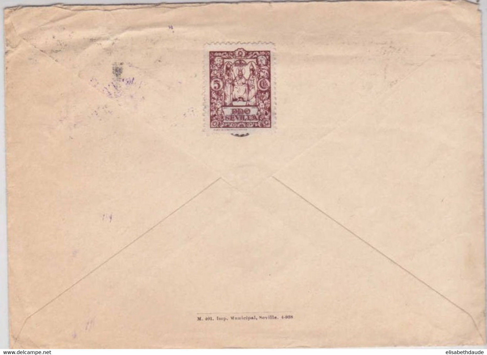 ESPAGNE - 1938 - LETTRE De SEVILLA Avec CENSURE + VIGNETTES PRO SEVILLA AU DOS ET TUBERCULOSE => ZÜRICH (SUISSE) - Beneficiencia (Sellos De)