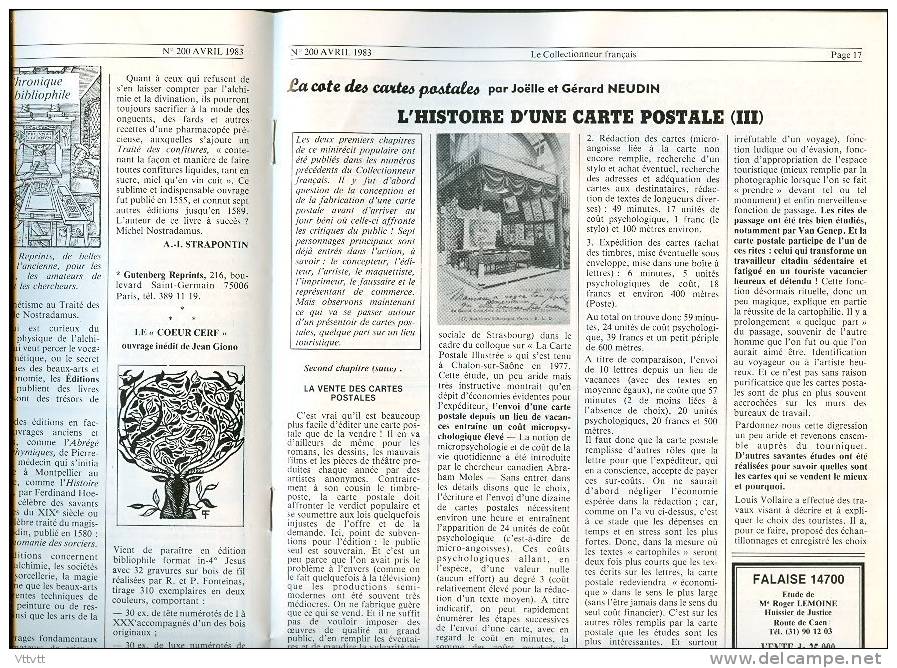 LE COLLECTIONNEUR FRANCAIS (Avril 1983) : Carreaux, Sucre, Etiquettes de Fromage, Journaux, Actions, Affiches, Satie...