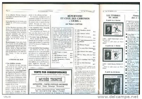 LE COLLECTIONNEUR FRANCAIS (Février 1991) : Porcelaine, Tourny-Noël, Liebig, Monnaies Consulat, Fer, Girancourt, Affiche - Verzamelaars