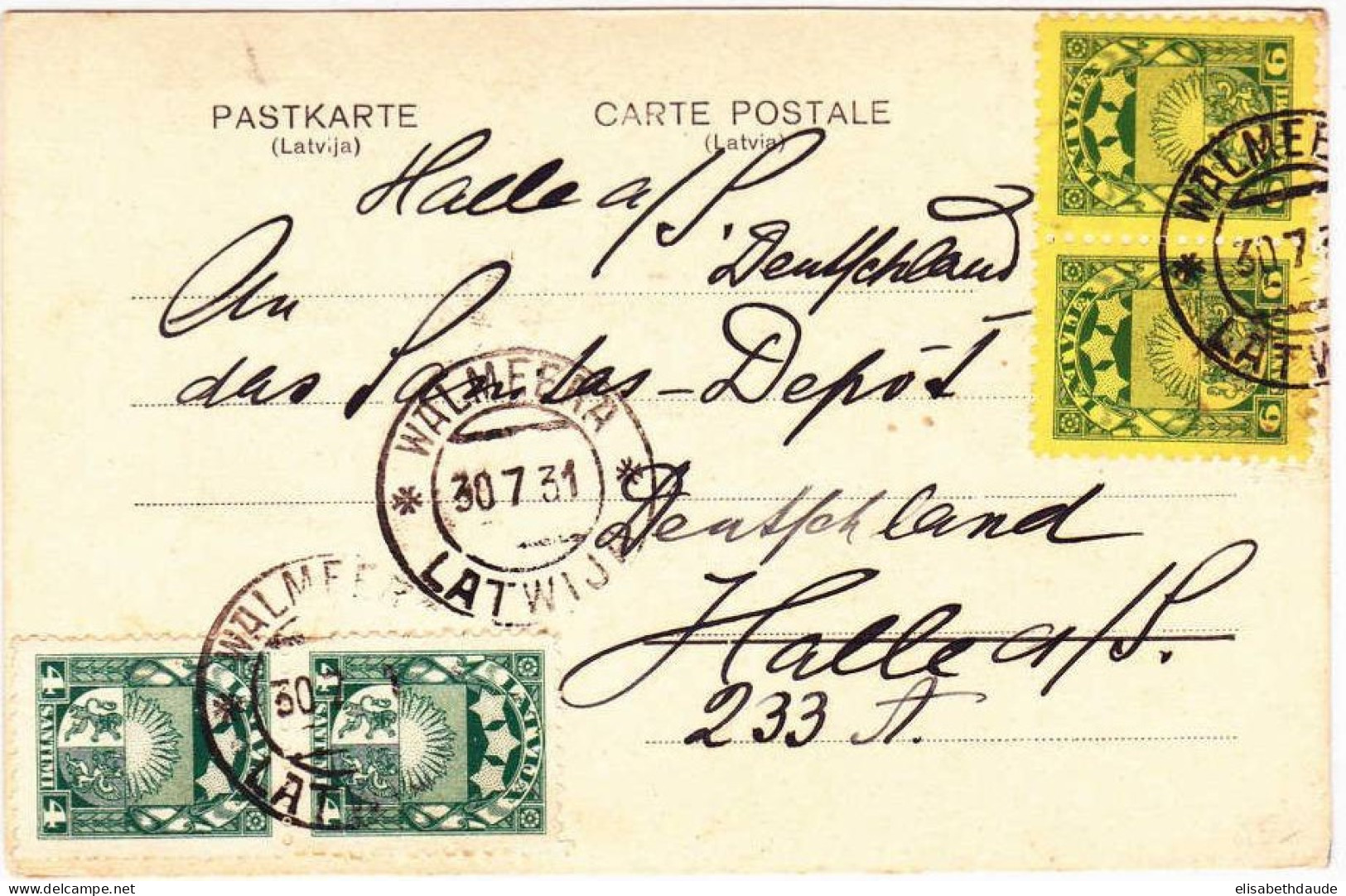 LETTONIE - 1931 - CARTE POSTALE COMMERCIALE De WALMEERA Pour HALLE (ALLEMAGNE) - Lettland