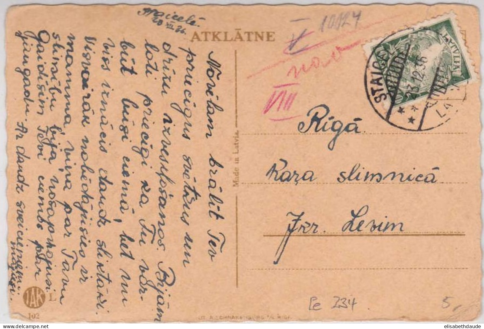 LETTONIE - 1936 - CARTE POSTALE De STAIGELE Pour RIGA - Lettland