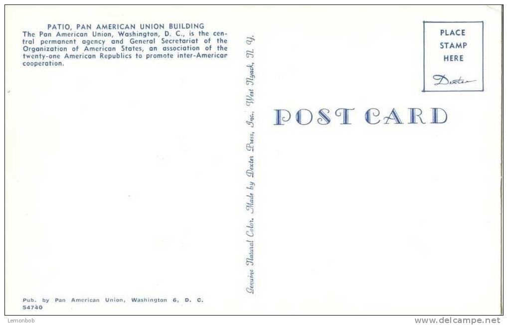 USA – United States – Patio, Pan American Union Building, Washington D.C  Unused Postcard [P3436] - Washington DC