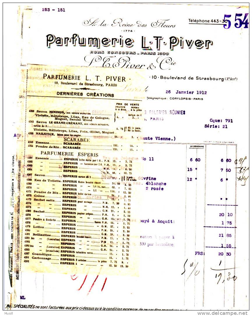 Parfumerie L.T. Piver. Paris. - Droguerie & Parfumerie