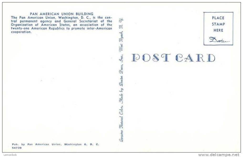 USA – United States – Pan American Union Building, Washington D.C 1950s Unused Chrome Postcard [P3451] - Washington DC
