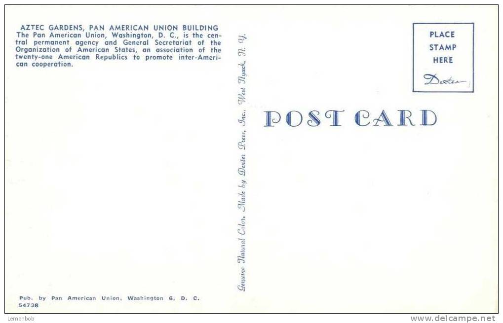 USA – United States – Aztec Gardens, Pan American Union Building, Washington D.C.  Unused Postcard [P3453] - Washington DC