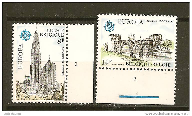 BELGIQUE - COB - 1891/92** - Cote 3 €  Bord De Feuille Avec N° De Planche ( 1 ) - 1978