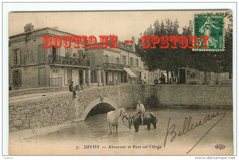 91 - JUVISY - Abreuvoir Et Pont Sur L´Orge - Chevaux - Dos Scané - Juvisy-sur-Orge