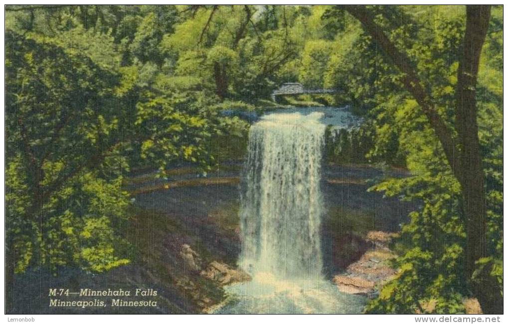 USA – United States – Minnehaha Falls, Minneapolis, Minnesota Old Unused Linen Postcard [P3458] - Minneapolis