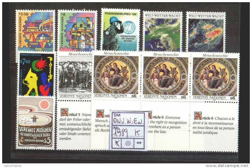 1989 - O.N.U. / UNITED NATIONS - VIENNA / WIEN - ANNATA COMPLETA / COMPLETE YEAR. MNH - Neufs