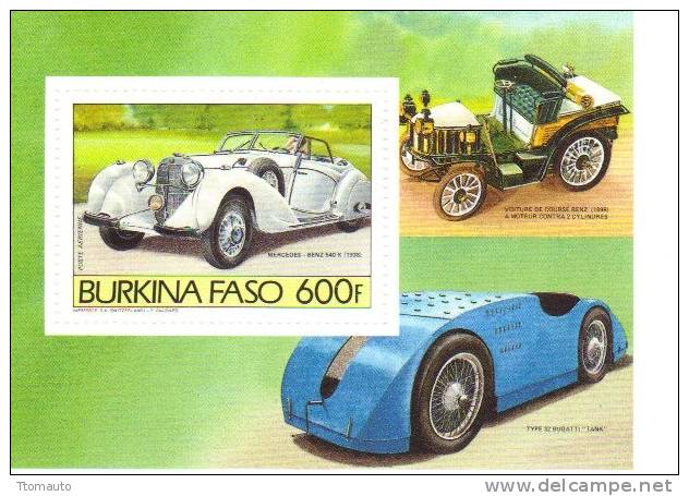 Burkino Faso Mercedes Benz 540K - Voiture De Course Benz - Bugatti Type 32 ´Tank´ - 1v MS - MNH - Voitures