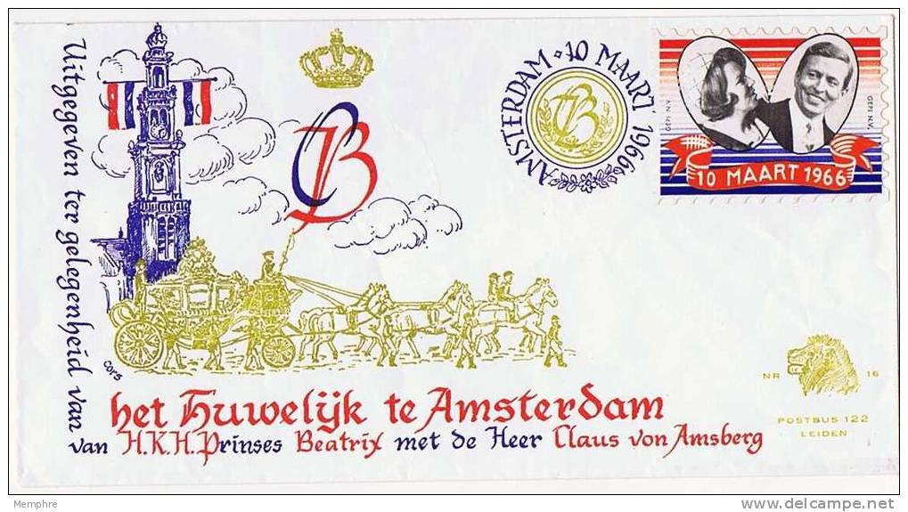 1966  Pricess Beatrix Marriage Souvenir Cover With Poster Stamp - Vignettes De Fantaisie