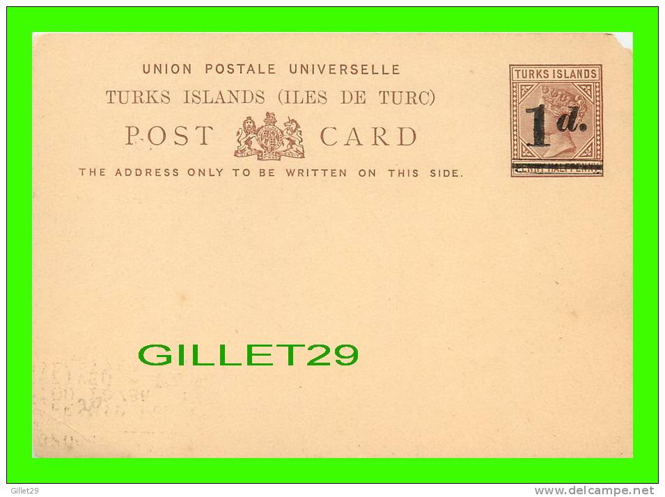 ILES DE TURC - TURKS ISLANDS POSTCARD PRE STAMP - 1d - - Turcas Y Caicos