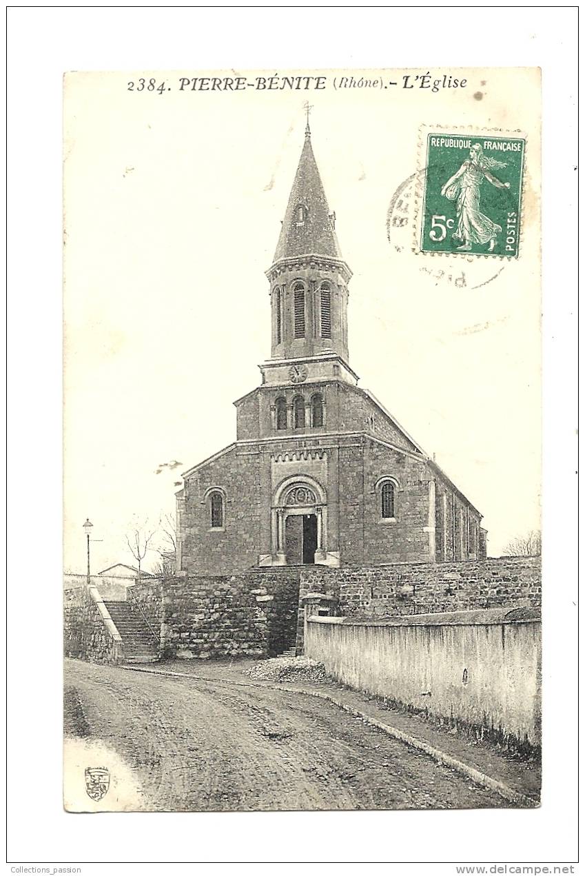 Cp, 69, Pierre-Bénite, L'Eglise, Voyagée 1912 - Pierre Benite