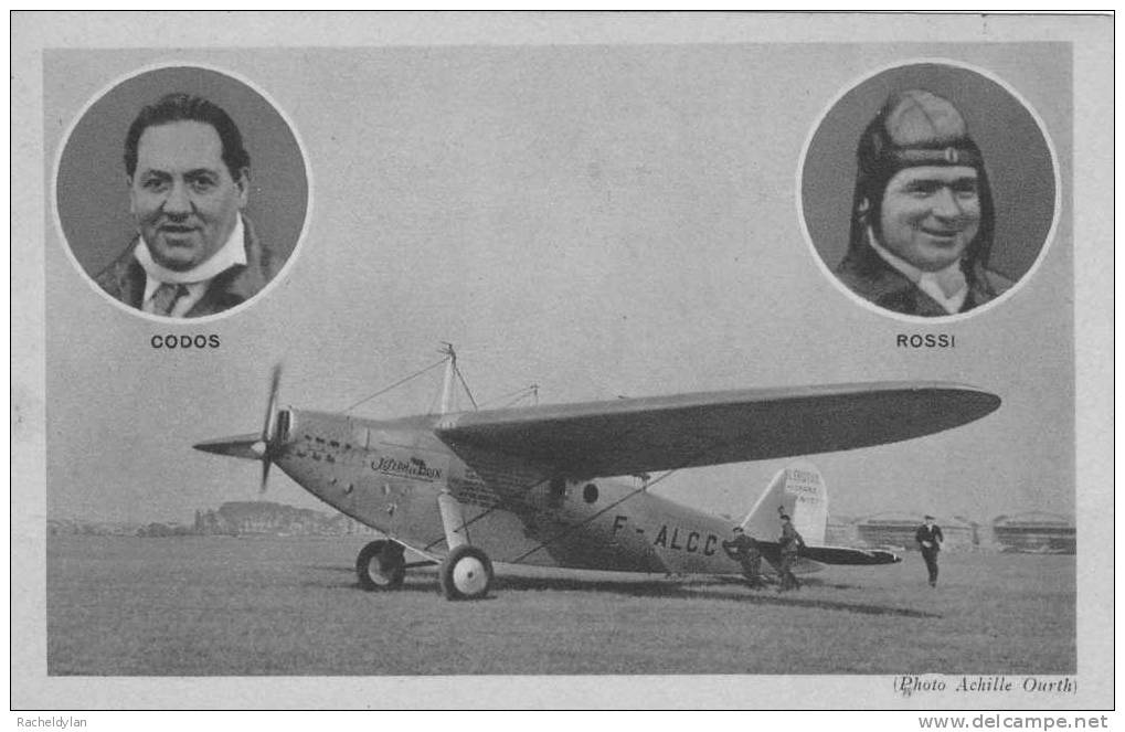 Carte Postale De L´avion  Blériot ( Codos Et Rossi )qui Ont Battu Le Record Du Monde De Distance - Aviatori