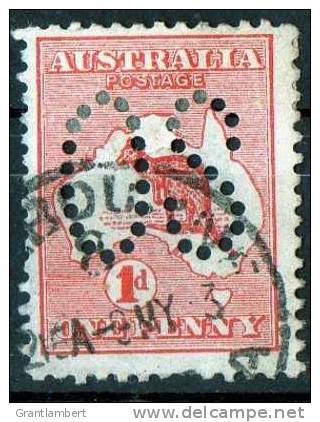 Australia 1913 1d Red Kangaroo 1st Watermark Perf Large OS Used - Actual Stamp - Melbourne Pulled Perf - Used Stamps