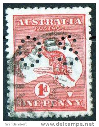 Australia 1913 1d Red Kangaroo 1st Watermark Perf Small OS Used - Actual Stamp - Cairns QLD - Gebraucht