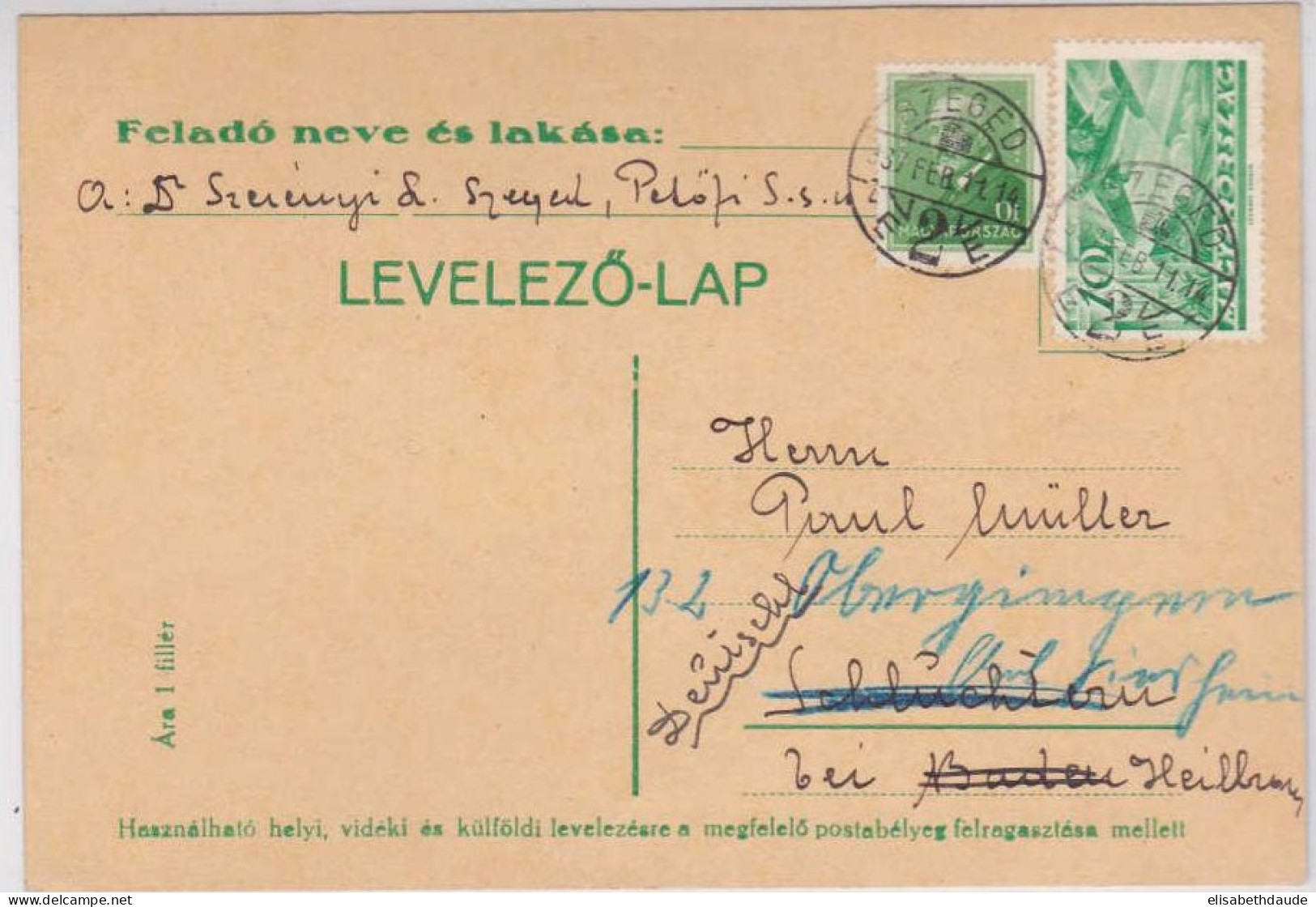 HONGRIE - 1937 - CARTE POSTALE De SZEGED Pour HEILBRONN (BADEN) - Lettres & Documents