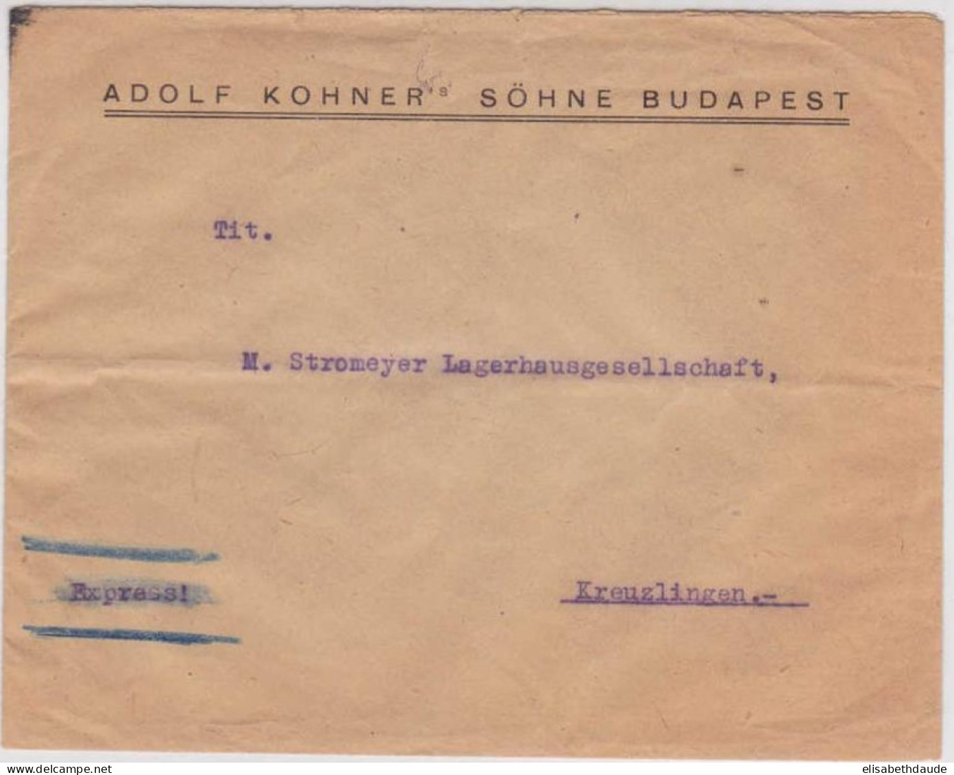 HONGRIE - 1924 - LETTRE EXPRES ! De BUDAPEST Pour KREUZLINGEN - INFLATION - Briefe U. Dokumente