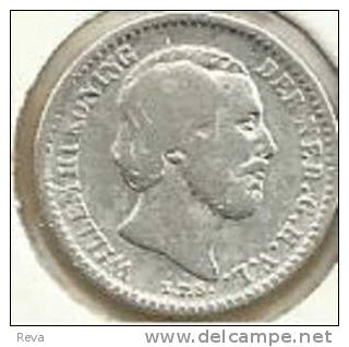 NERTHERLANDS 10 CENTS WREATH FRONT KING HEAD BACK 1890 AG SILVER KM80  F READ DESCRIPTION CAREFULLY !!! - 1849-1890 : Willem III